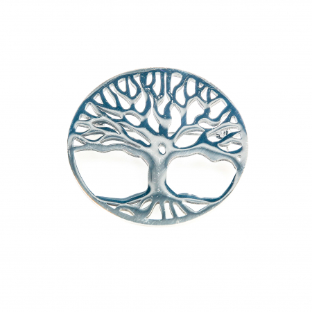 Cercei din lemn - Brosa medie eleganta cu pomul vietii, argintiu