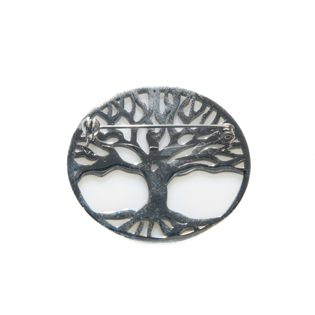 Brosa medie eleganta cu pomul vietii, argintiu [2]