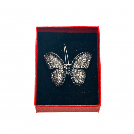 Brosa medie eleganta cu fluturas negru cu gri [1]