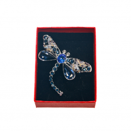 Brosa medie eleganta cu libelula si pietricele albastre [1]