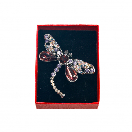 Brosa medie eleganta cu libelula si pietricele rosii [1]