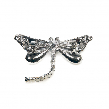 Brosa medie eleganta cu libelula si pietricele rosii [3]