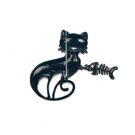 Brosa medie cu pisicuta rosie stilizata cu pestisor [2]