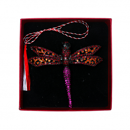 Brosa mare eleganta cu libelula rosie cu roz [2]