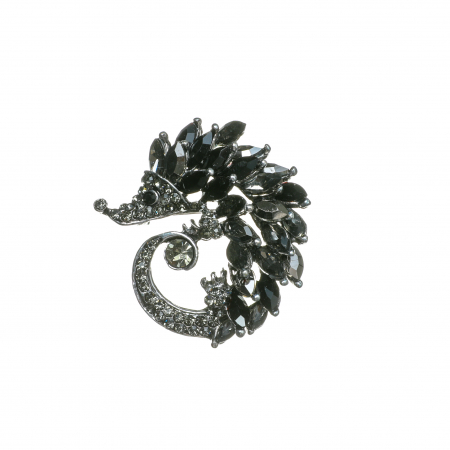 Cercei din lemn - Brosa medie eleganta cu arici negru