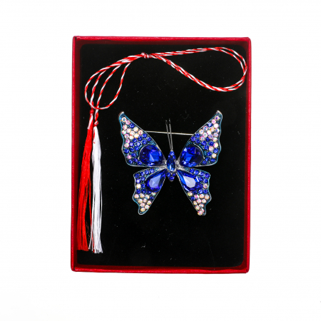 Brosa medie eleganta cu fluture albastru [2]