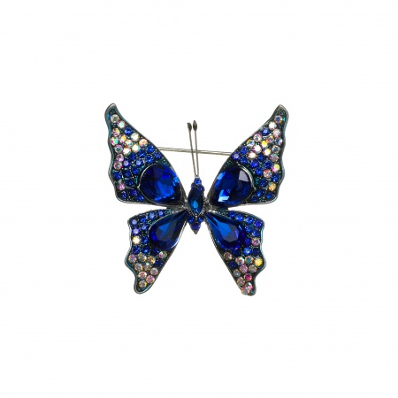 Cercei din lemn - Brosa medie eleganta cu fluture albastru