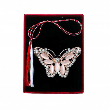 Brosa medie eleganta cu fluture crem [2]