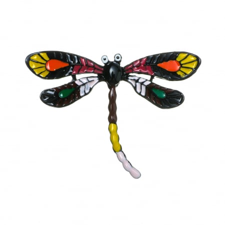 CERCEI ZAMAC - Brosa medie eleganta cu libelula colorata