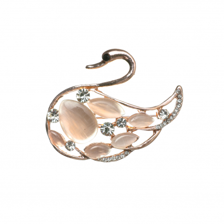 Cercei din lemn - Brosa medie eleganta cu o lebada crem