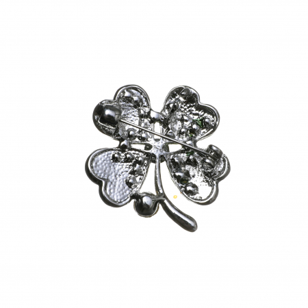 Brosa medie eleganta cu trifoi verde cu codita argintie [1]