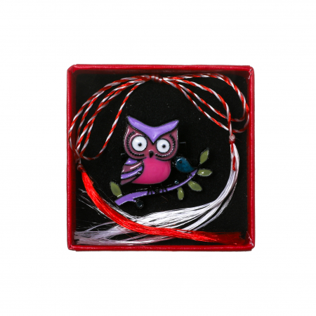 Brosa mica eleganta cu bufnita roz cu mov [2]