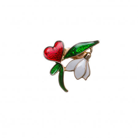 Cercei din lemn - Brosa mica eleganta cu ghiocel cu inima