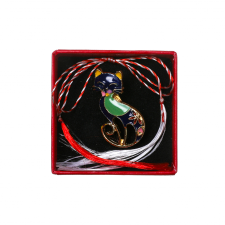 Brosa mica eleganta cu pisicuta mica albastra cu verde [2]