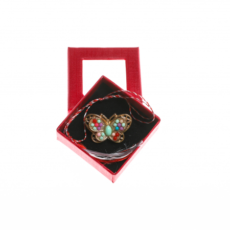 Brosa mica eleganta in forma de fluturas cu margelute colorate [3]