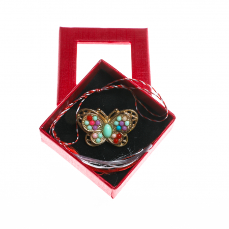 Brosa mica eleganta in forma de fluturas cu margelute colorate [2]