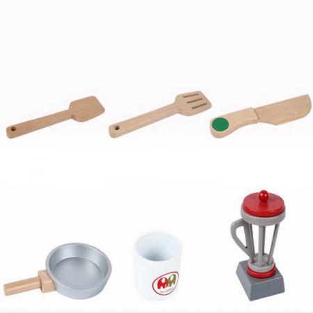 Bucatarie rosie cu utilitati din lemn - Joc Montessori [3]