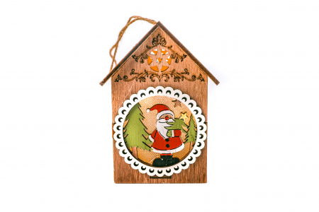 Casuta din lemn care lumineaza mos cu brazi [3]