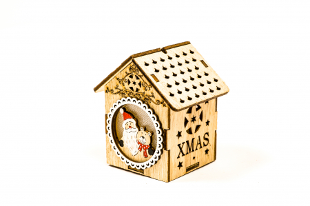 Casuta din lemn care lumineaza cu mos si ursulet [2]