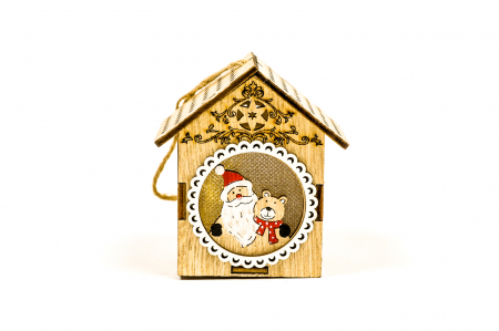 Casuta din lemn care lumineaza cu mos si ursulet [0]