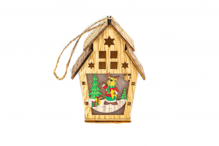 Casuta din lemn care lumineaza cu ren [0]