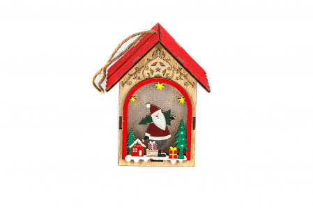 Decoratiuni cu lumina - Casuta din lemn care lumineaza XMAS mos