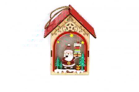 Decoratiuni cu lumina - Casuta din lemn care lumineaza XMAS mos 2