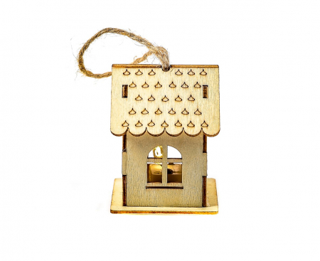 Casuta micuta din lemn care lumineaza cu om de zapada [3]