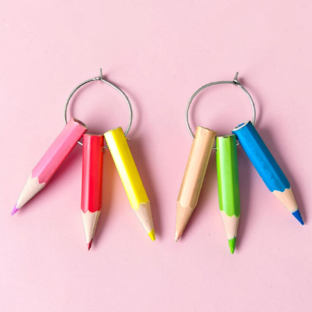 Cercei din lemn - Cercei cu creioane colorate