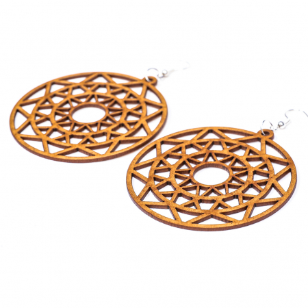 Cercei din lemn circulari cu triunghiuri [1]