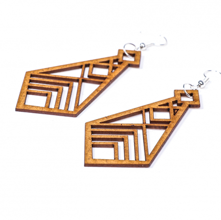 Cadouri de Paste - Cercei din lemn cu model geometric