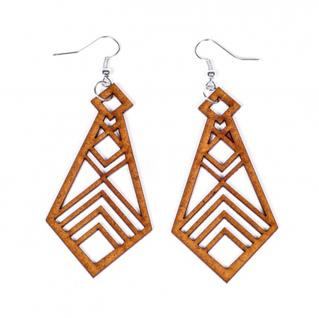 Cercei din lemn cu model geometric [1]