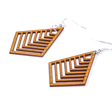 Cadouri pentru cea mai buna prietena - Cercei din lemn forma geometrica