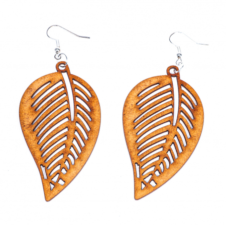 Cercei din lemn frunza [1]