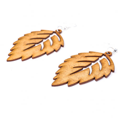 Cercei din lemn frunza copac [1]