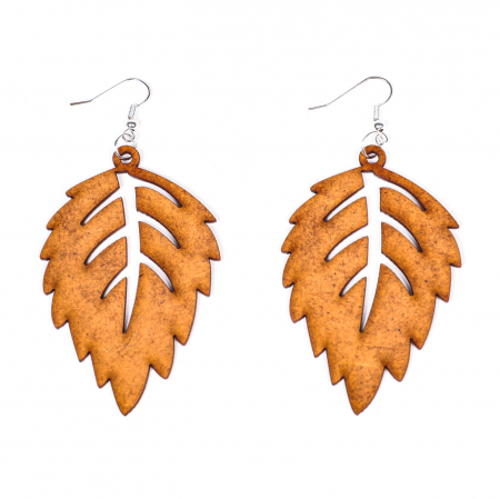 Cercei din lemn - Cercei din lemn frunza copac