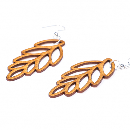 Cercei din lemn - Cercei din lemn frunza de toamna