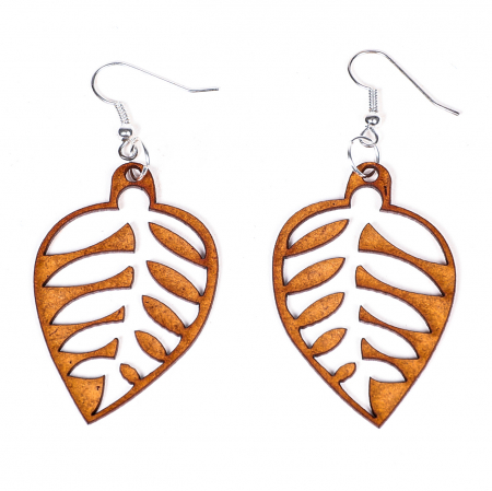 Cercei din lemn funza decupata [1]