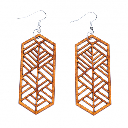 Cercei din lemn hexagonali cu model [1]