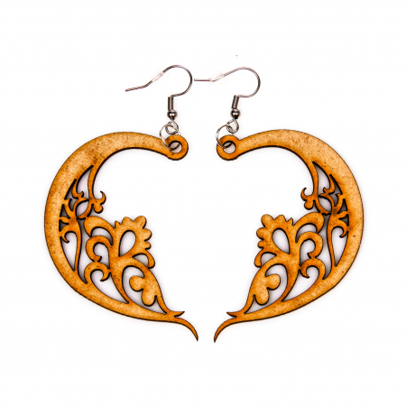 Cercei din lemn in forma de semiluna cu model [0]