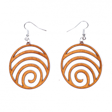 Cercei din lemn ovali cu model spiral [1]