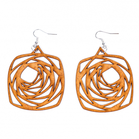 Cercei din lemn patratosi cu model [1]