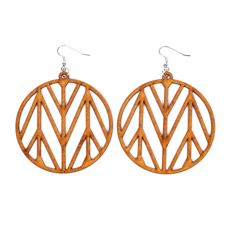 Cercei din lemn rotunzi cu linii [1]