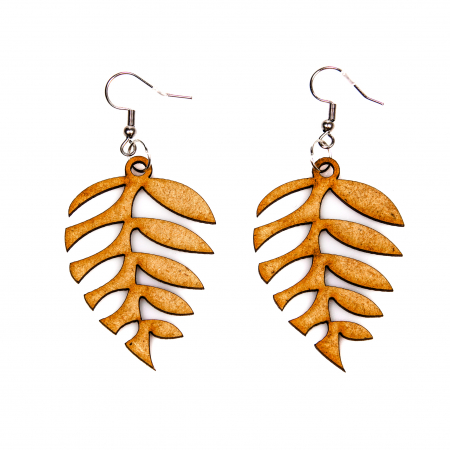 Cercei din lemn - Cercei din lemn in forma de frunzulita