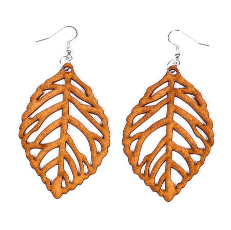 Cercei din lemn tip frunza groasa [1]