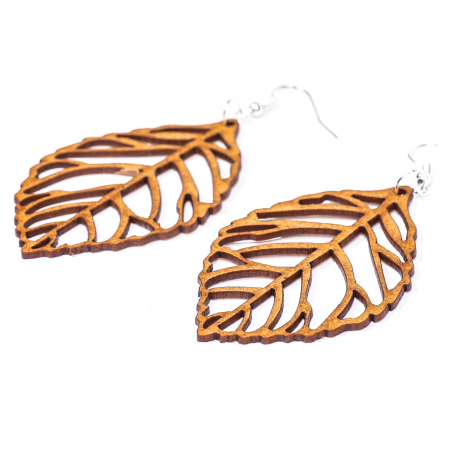 Cadouri de Paste - Cercei din lemn tip frunza subtire