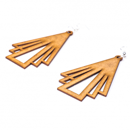 Cercei din lemn - Cercei din lemn triunghi ascendent