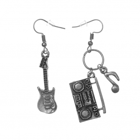 CERCEI ZAMAC - Cercei Zamac in Forma de Chitara Rock si un Casetofon