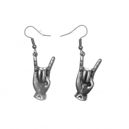 CERCEI ZAMAC - Cercei Zamac în Forma unei Mâini cu Accente Rebele