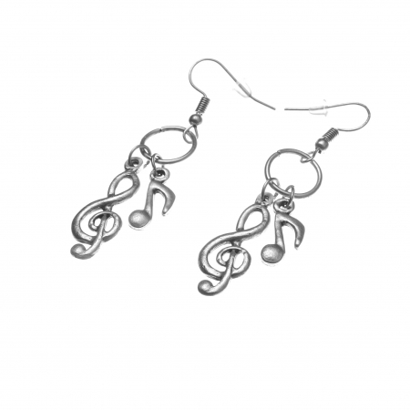 Cercei Zamac in Forma de Cheia Sol cu o Nota Muzica [1]